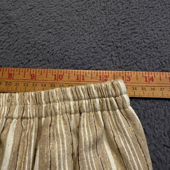 Vtg Melinda Phillips S/M Beige 100% Silk  Asymmetrical Striped Two-Piece Outfit - Picture 9 of 11